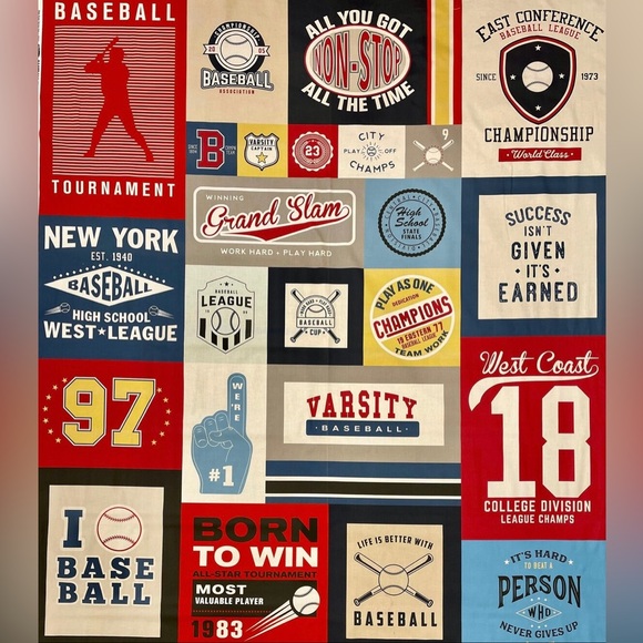 Riley Blake Designs Varsity Baseball Panel by Deena Rutter. - Picture 2 of 3